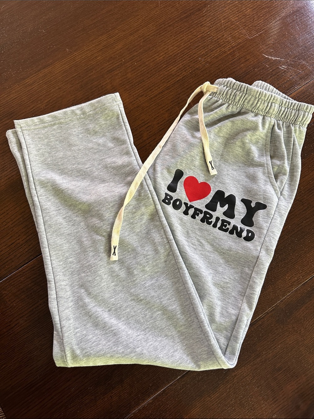 Gray I Heart My Boyfriend Ironic Butt Graphic Joggers Sweatpants Size M
